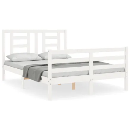 Cadre de lit sans matelas blanc 140x200 cm bois massif 2
