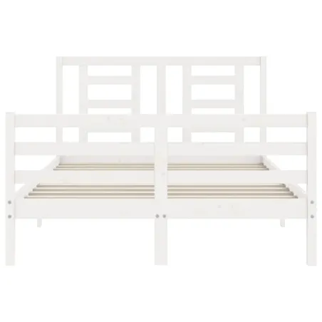 Cadre de lit sans matelas blanc 140x200 cm bois massif