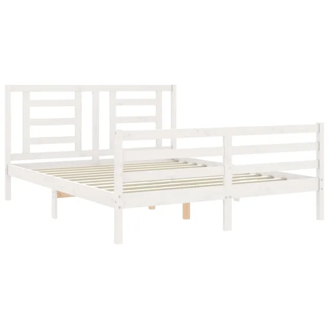 Cadre de lit sans matelas blanc 160x200 cm bois massif