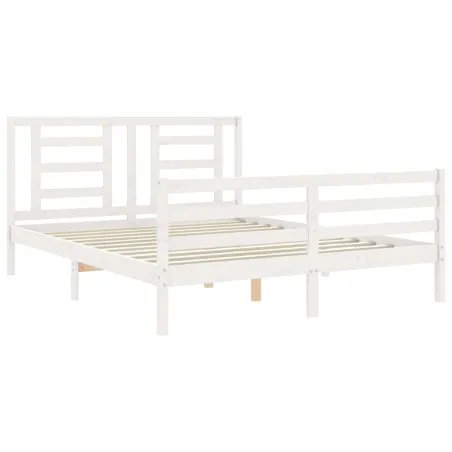 Cadre de lit sans matelas blanc 160x200 cm bois massif