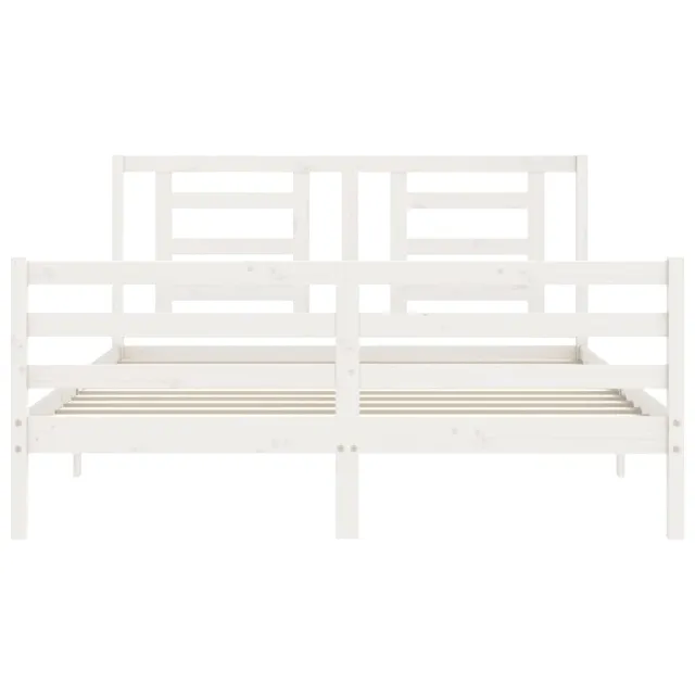 Cadre de lit sans matelas blanc 160x200 cm bois massif