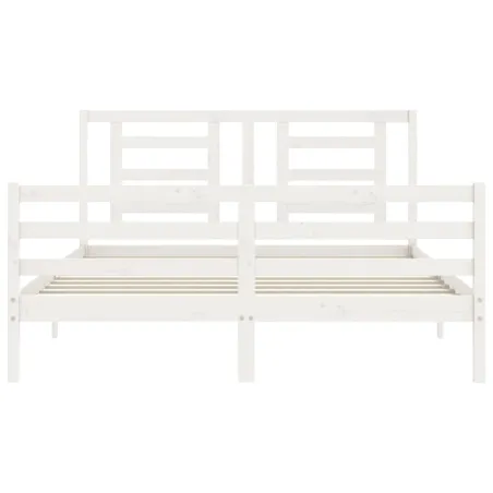 Cadre de lit sans matelas blanc 160x200 cm bois massif