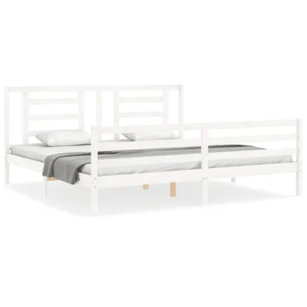 Cadre de lit sans matelas blanc bois massif 2