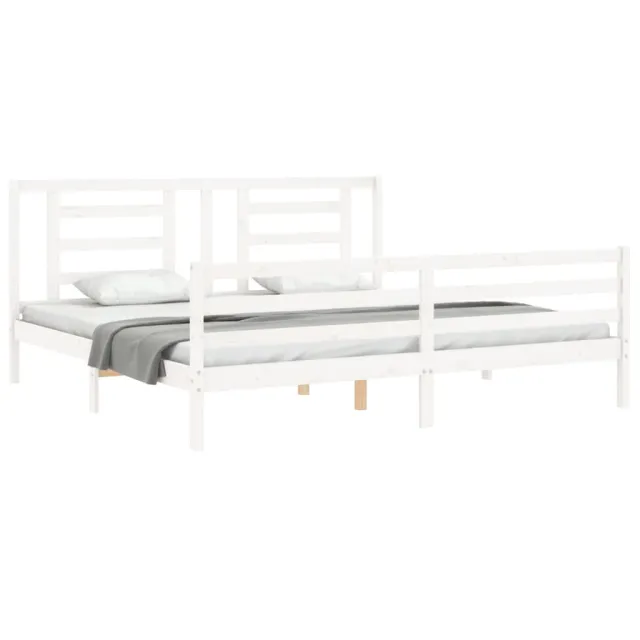 Cadre de lit sans matelas blanc bois massif