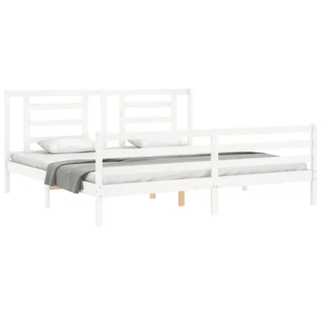 Cadre de lit sans matelas blanc bois massif
