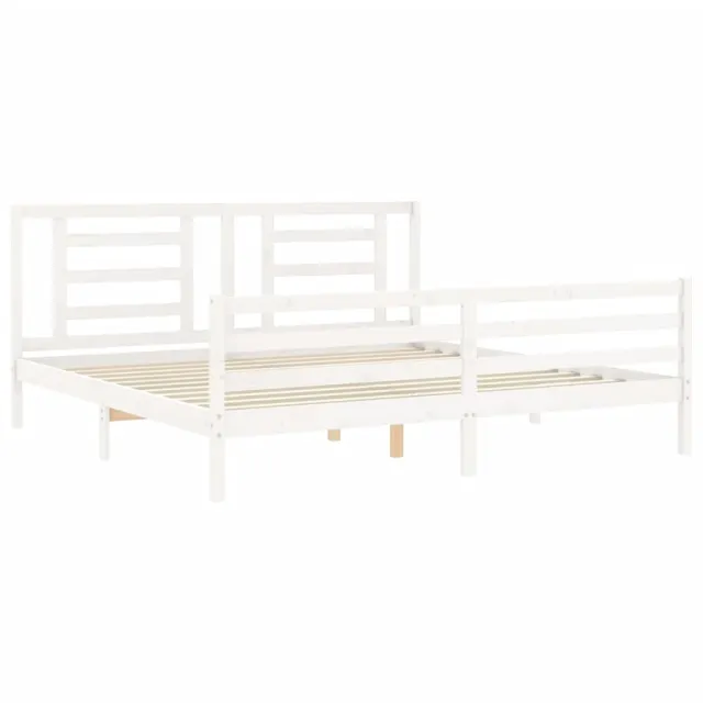 Cadre de lit sans matelas blanc bois massif