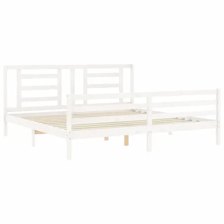 Cadre de lit sans matelas blanc bois massif