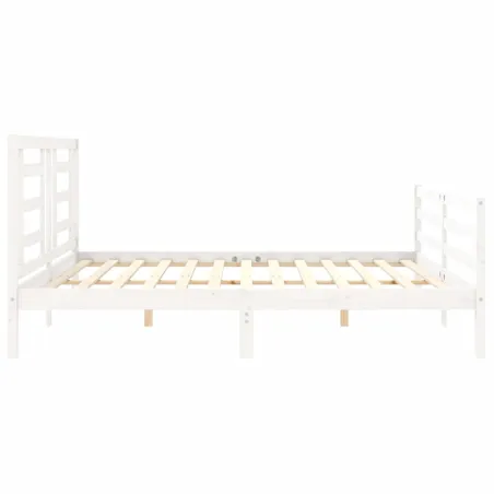 Cadre de lit sans matelas blanc bois massif