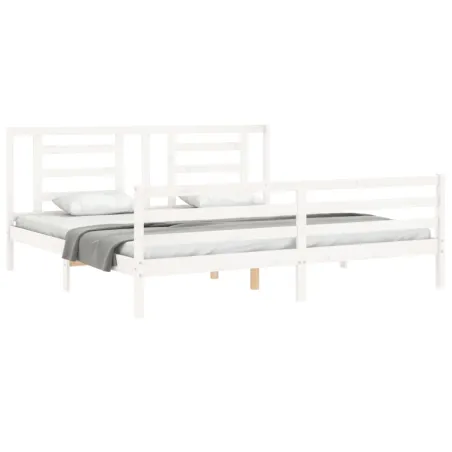 Cadre de lit sans matelas blanc 200x200 cm bois massif