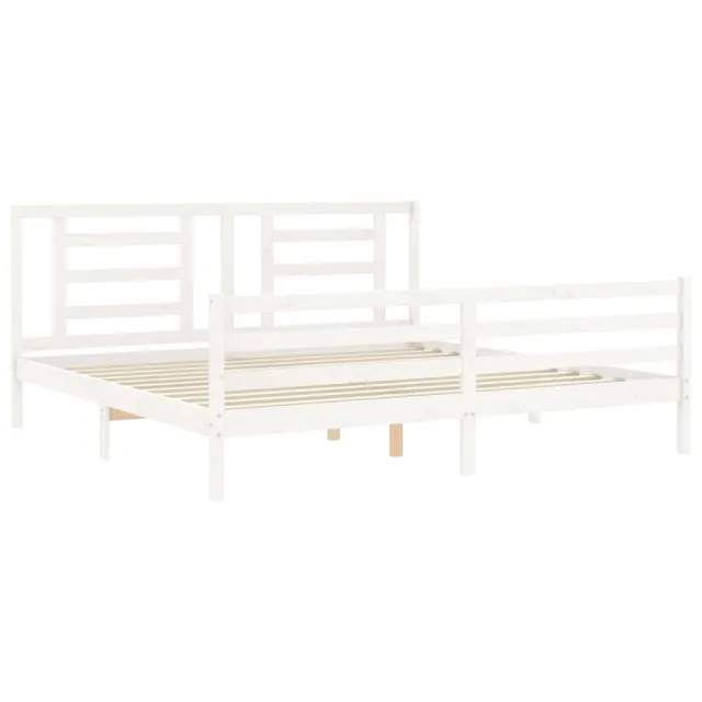 Cadre de lit sans matelas blanc 200x200 cm bois massif