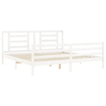 Cadre de lit sans matelas blanc 200x200 cm bois massif
