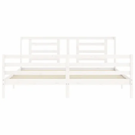 Cadre de lit sans matelas blanc 200x200 cm bois massif