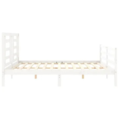 Cadre de lit sans matelas blanc 200x200 cm bois massif