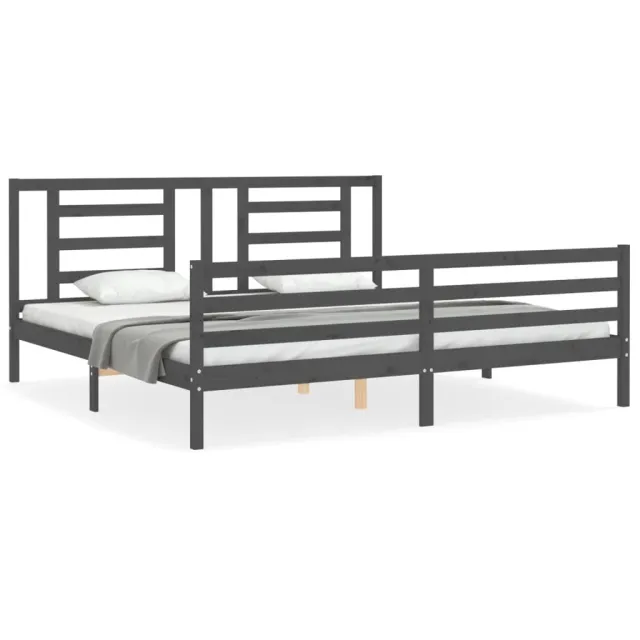Cadre de lit sans matelas gris 200x200 cm bois massif