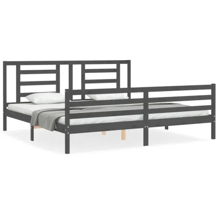 Cadre de lit sans matelas gris 200x200 cm bois massif