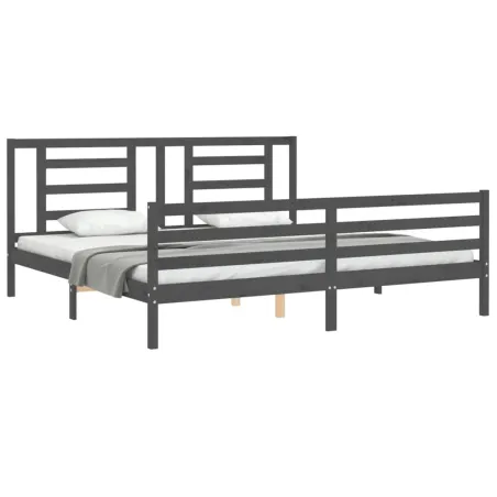 Cadre de lit sans matelas gris 200x200 cm bois massif