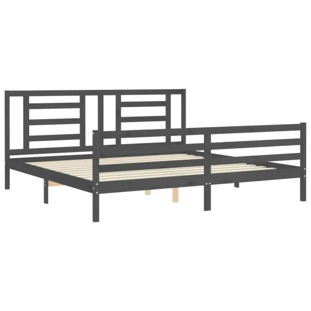 Cadre de lit sans matelas gris 200x200 cm bois massif