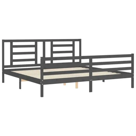 Cadre de lit sans matelas gris 200x200 cm bois massif