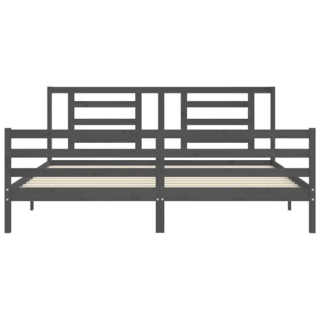 Cadre de lit sans matelas gris 200x200 cm bois massif