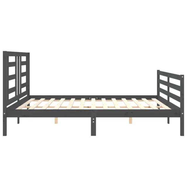 Cadre de lit sans matelas gris 200x200 cm bois massif