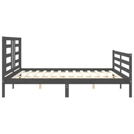 Cadre de lit sans matelas gris 200x200 cm bois massif