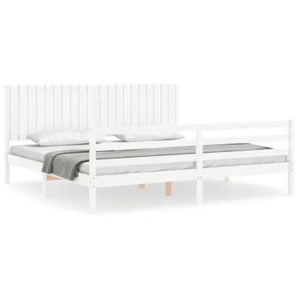 Cadre de lit sans matelas blanc 200x200 cm bois massif 2