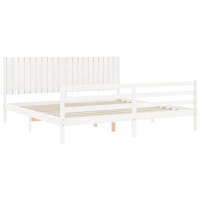 Cadre de lit sans matelas blanc 200x200 cm bois massif