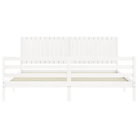 Cadre de lit sans matelas blanc 200x200 cm bois massif