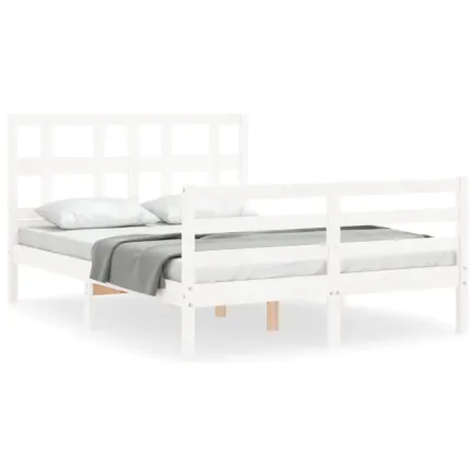 Cadre de lit sans matelas blanc bois massif 2