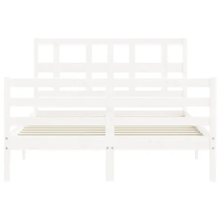 Cadre de lit sans matelas blanc bois massif