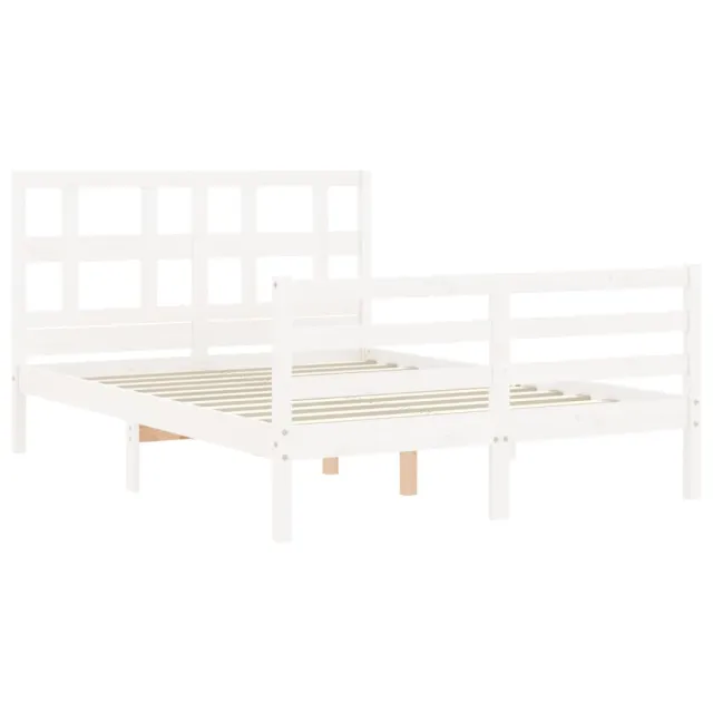 Cadre de lit sans matelas blanc 140x200 cm bois massif