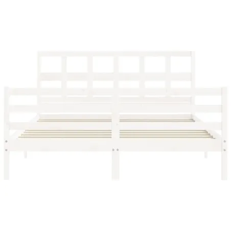 Cadre de lit sans matelas blanc 160x200 cm bois massif