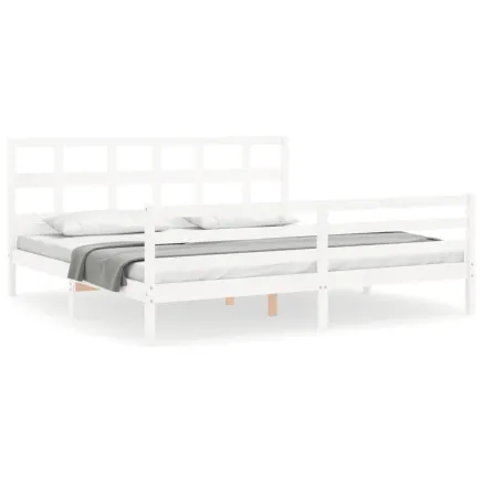 Cadre de lit sans matelas blanc bois massif 2