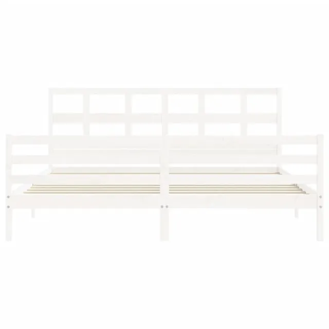 Cadre de lit sans matelas blanc bois massif