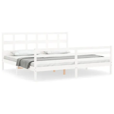 Cadre de lit sans matelas blanc 200x200 cm bois massif 2