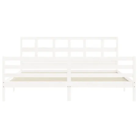 Cadre de lit sans matelas blanc 200x200 cm bois massif