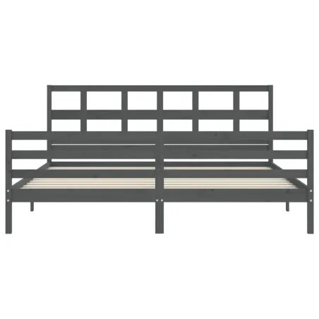 Cadre de lit sans matelas gris 200x200 cm bois massif