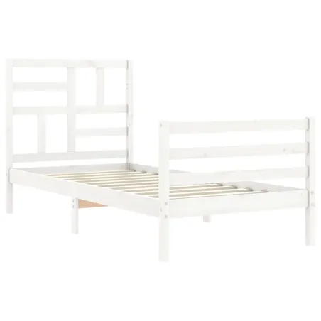 Cadre de lit sans matelas blanc bois massif