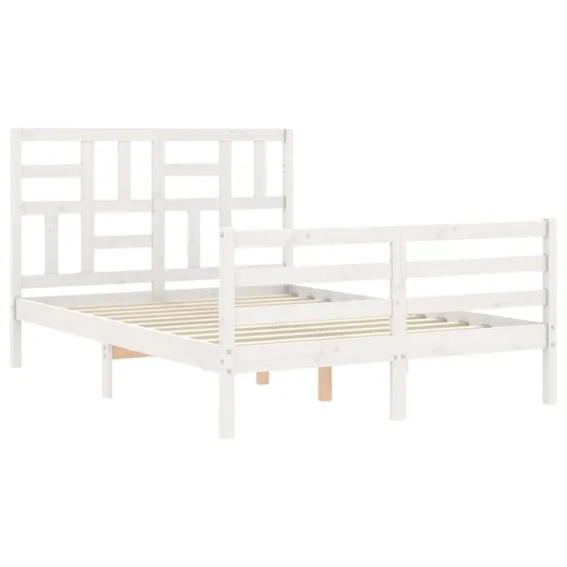 Cadre de lit sans matelas blanc 140x190 cm bois massif