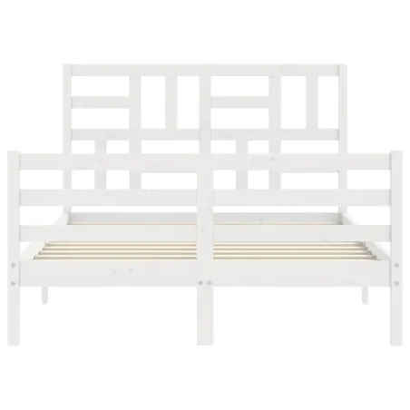 Cadre de lit sans matelas blanc 140x190 cm bois massif