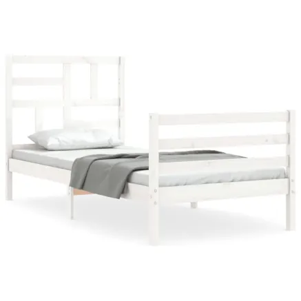 Cadre de lit sans matelas blanc 90x200 cm bois massif 2