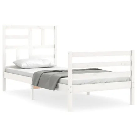 Cadre de lit sans matelas blanc 100x200 cm bois massif 2