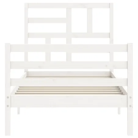 Cadre de lit sans matelas blanc 100x200 cm bois massif
