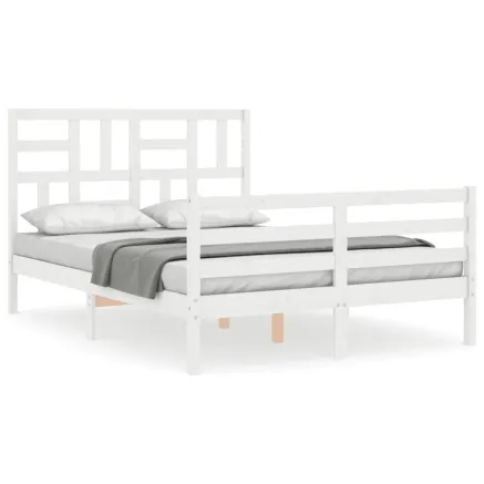 Cadre de lit sans matelas blanc 120x200 cm bois massif 2
