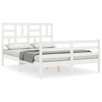 Cadre de lit sans matelas blanc 140x200 cm bois massif 2