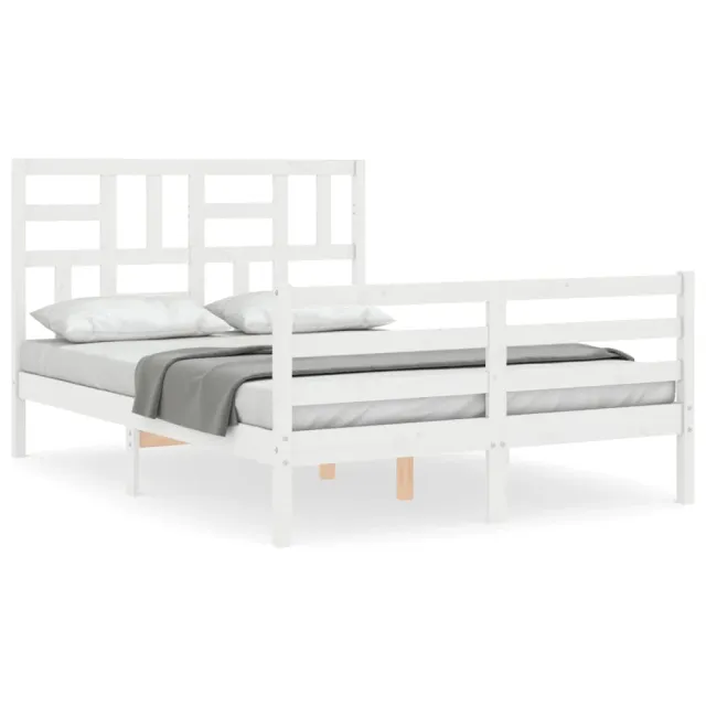 Cadre de lit sans matelas blanc 140x200 cm bois massif
