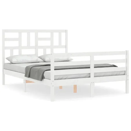 Cadre de lit sans matelas blanc 140x200 cm bois massif