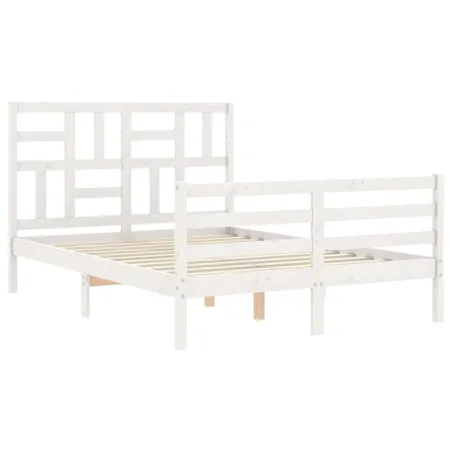 Cadre de lit sans matelas blanc 140x200 cm bois massif