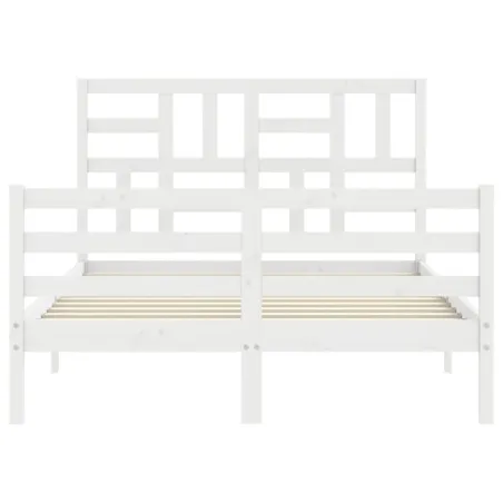 Cadre de lit sans matelas blanc 140x200 cm bois massif