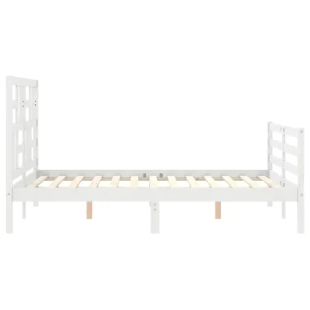 Cadre de lit sans matelas blanc 140x200 cm bois massif